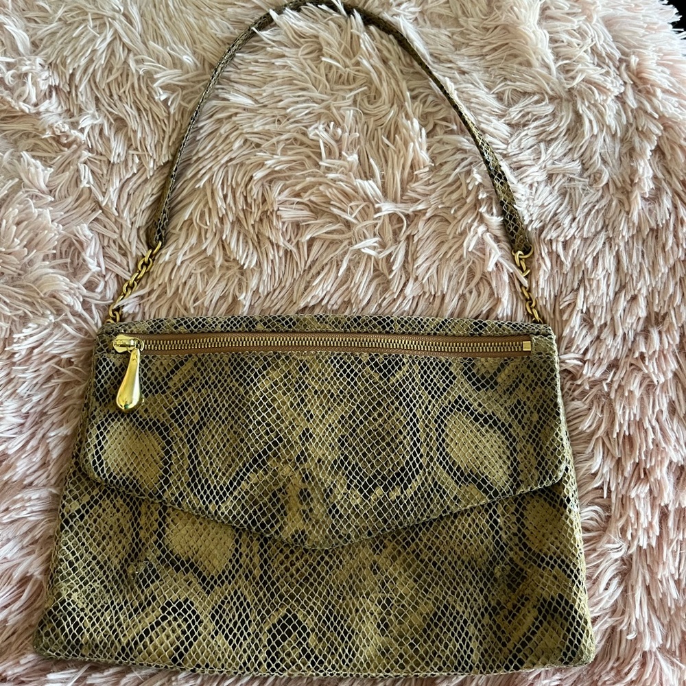 Hobo bag with snakeskin looking fabric